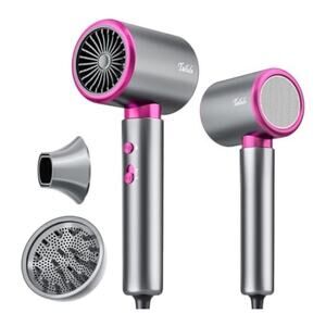 Tailulu 1875W Ionic Hair Dryer with Diffuser – High-Speed, Low Noise, Grey+Pink
